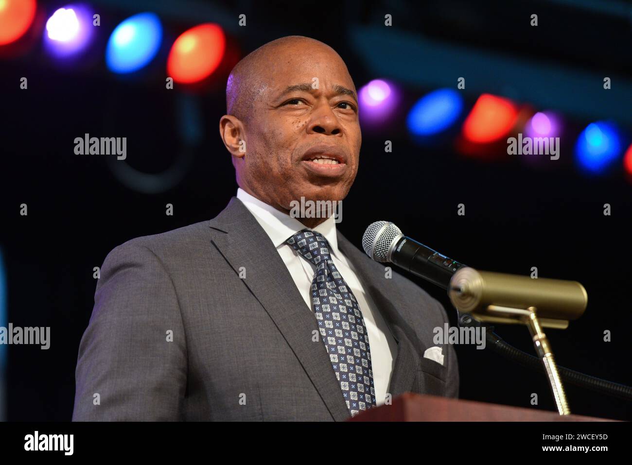 Le maire Eric Adams prononce une allocution à la National Organization of Black Law Enforcement Executives (NOBLE), chapitre de New York, « honorer l’héritage de Banque D'Images