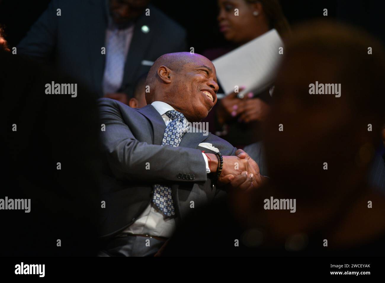 Le maire Eric Adams prononce une allocution à la National Organization of Black Law Enforcement Executives (NOBLE), chapitre de New York, « honorer l’héritage de Banque D'Images