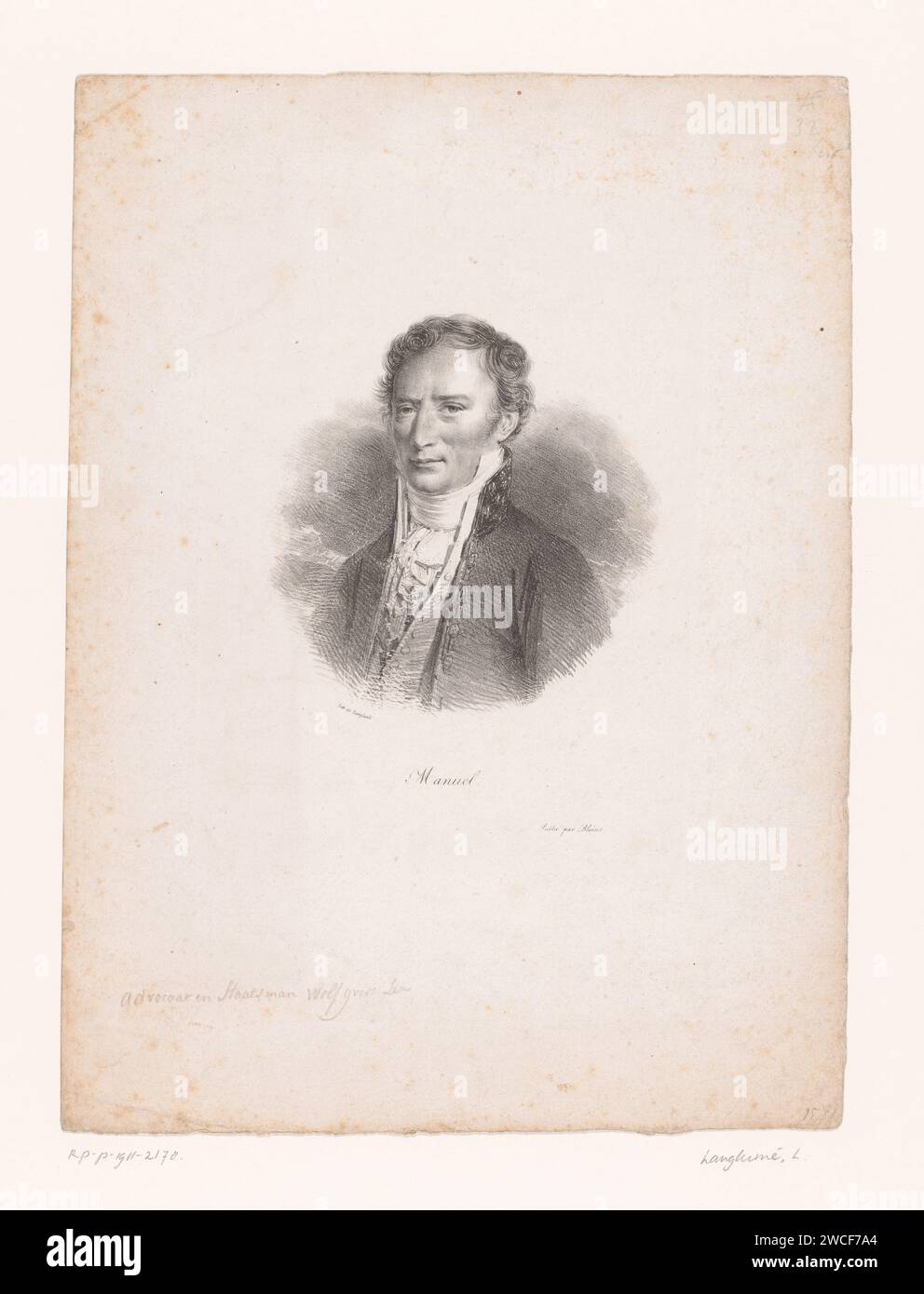 Portret van Jacques -Antoine Manuel, Anonyme, Pierre Langlumière, 1823 - 1830 imprimer Paris papier personnages historiques Banque D'Images