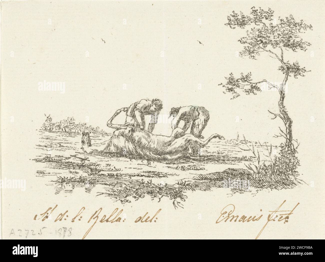 Two Horse Filders, Gerardus Emaus de Micault, After Unknown, 1813 - 1863 imprimeur : Amsterdafter dessin par : animaux inconnus gravés sur papier (+ excrétion de peau d'animal(s)) Banque D'Images