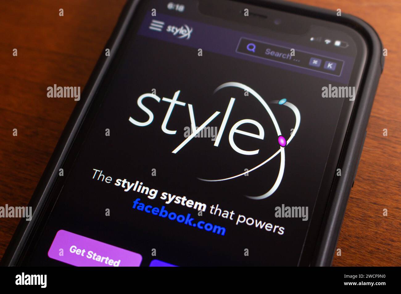 Vancouver, CANADA - décembre 25 2023 : site StyleX vu sur iPhone. StyleX est un compilateur de style JavaScript moderne pour les applications web, développé par Meta Banque D'Images