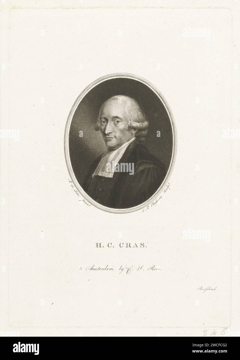 Portrait de Hendrik Constantijn Cras, Lambertus Antonius Claessens, d'après Adriaan de Lelie, c. 1792 - c. 1800 gravure sur papier Amsterdam Banque D'Images