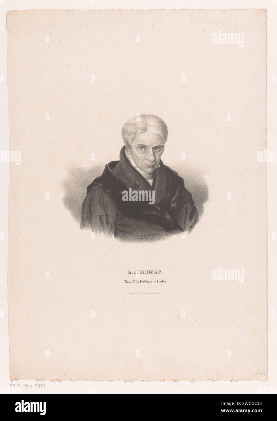 Portrait de Lucas Suringar, Anonyme, 1809 - 1871 imprimer Leiden papier personnages historiques Banque D'Images