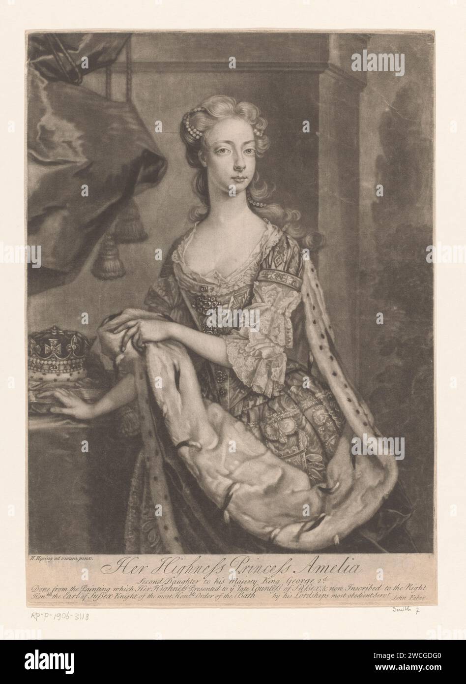 Portret van Amalia van Hannover, John Faber (II), d'après Hans Hysing, c. 1738 - 1756 imprimer texte en anglais dans la marge inférieure. personnages historiques de papier. princesse Banque D'Images