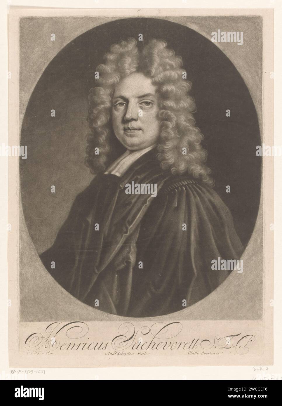 Portret van Henry Sacheverell, Andrew Johnston, d'après Thomas Gibson, 1700 - 1718 papier imprimé personnes historiques. théologien Banque D'Images