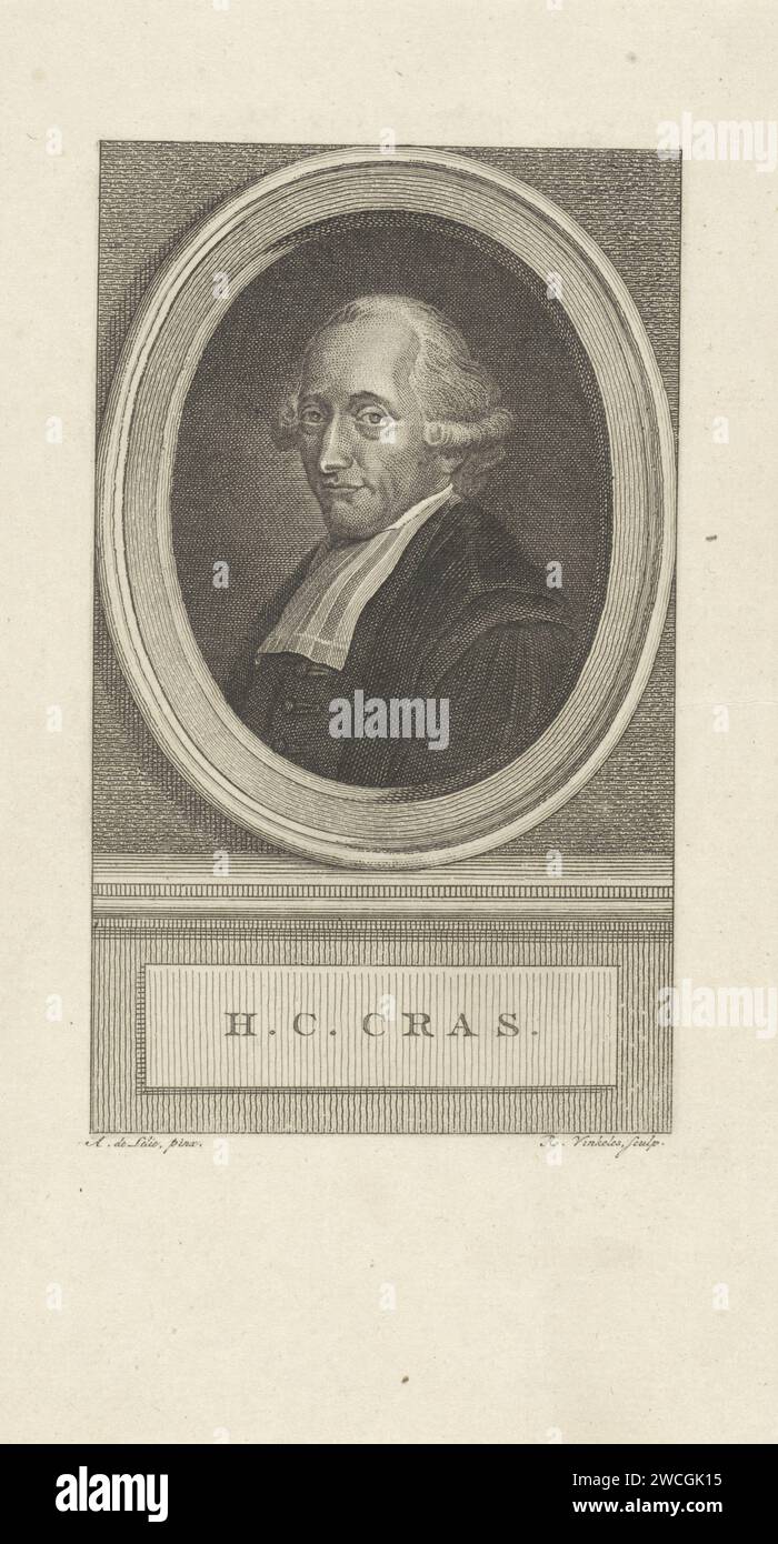 Portrait de l'avocat Hendrik Constantijn Cras, Reinier Vinkeles (I), d'après Adriaan de Lelie, 1786 - 1809 tirage Amsterdam gravure sur papier Banque D'Images