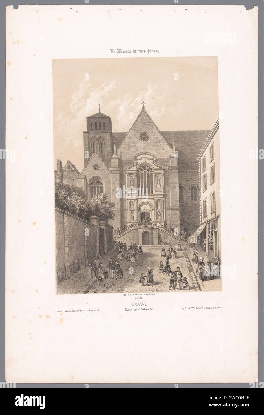 Vue de la cathédrale de la Sainte-Trinité à Laval, Isodore-Laurent Deroy, 1861-1872 imprimeur : Parisafter dessin par : Lavalprinter : Parispublisher : Paris église en papier (extérieur) Cathédrale de la Sainte Trinité Banque D'Images