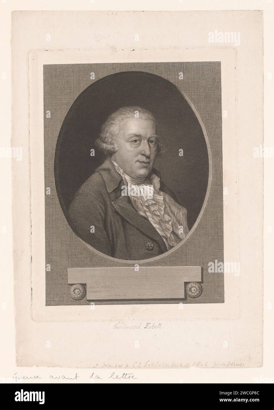 Portret Van Ferdinand Kobell, Christian Jacob Slots, d'après Joseph Hauber, 1767 - 1811 gravure sur papier de personnages historiques. portrait, autoportrait de dessinateur Banque D'Images