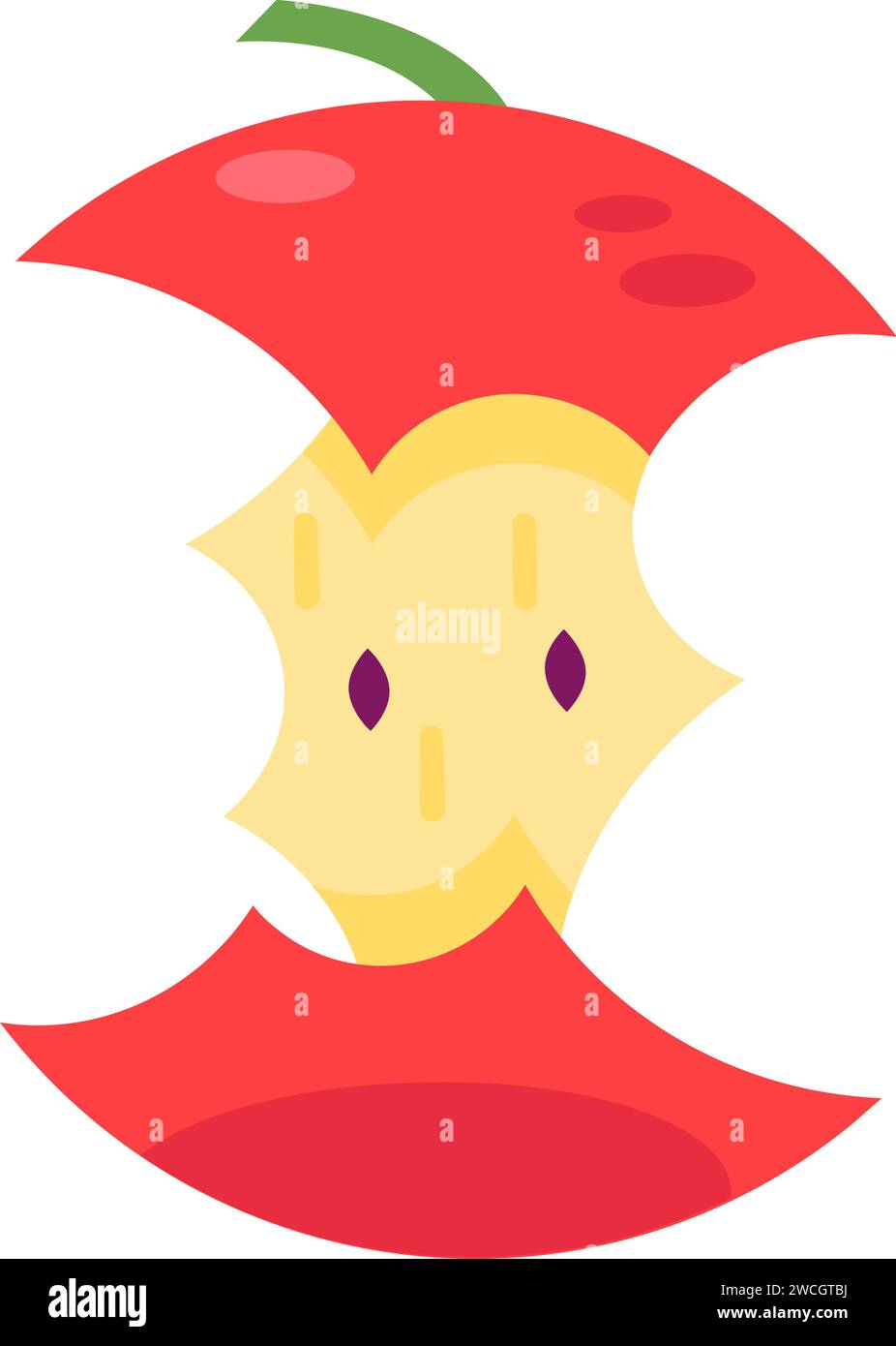 Tri des déchets alimentaires. Noyau de pomme mûr. Restes et restes de nourriture. Icône plate, élément pour la conception infographique. Vecteur plat de dessin animé simple isolé sur Illustration de Vecteur