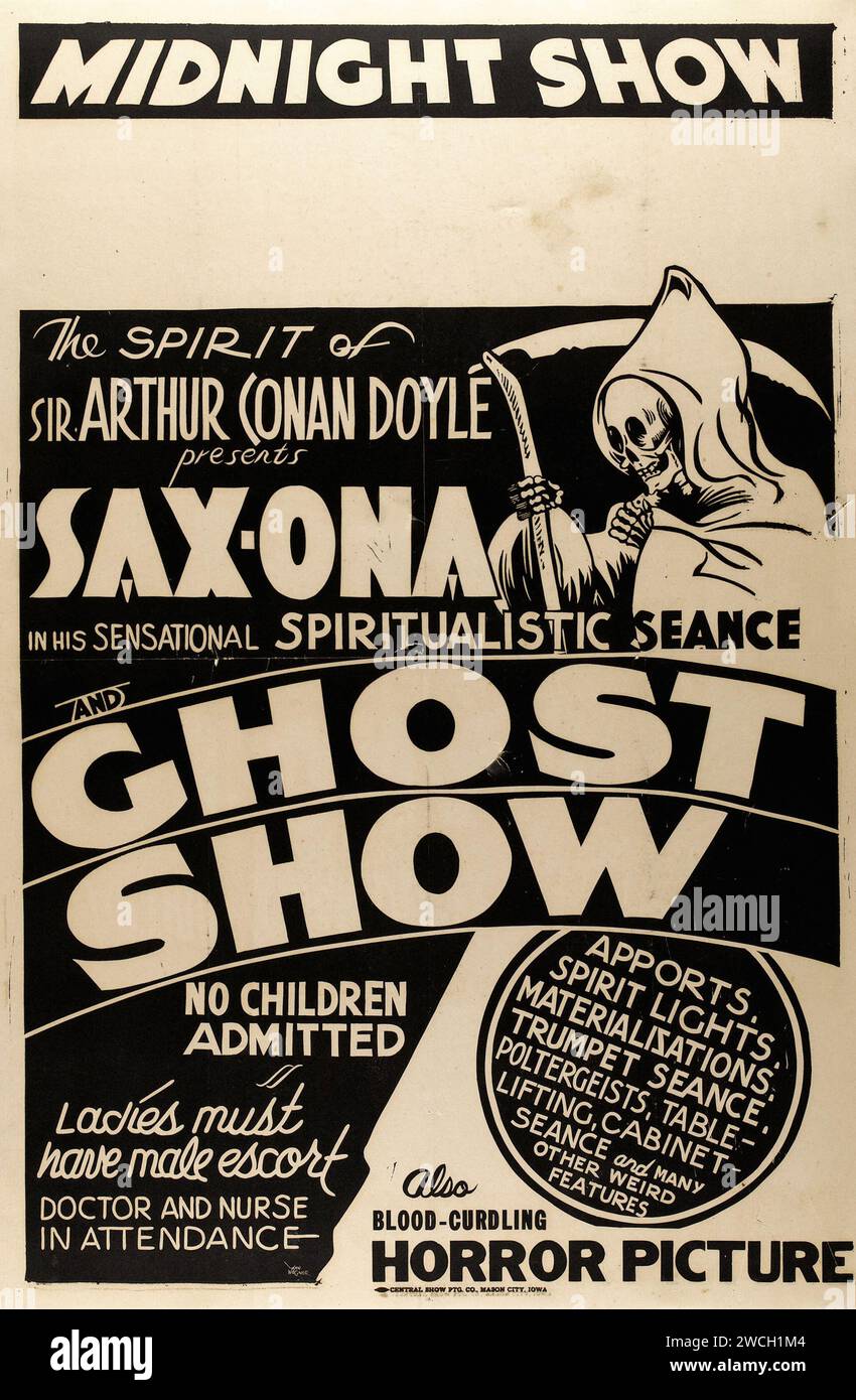 'SAX-Ona Ghost Show' Midnight Roadshow Theater Poster - image d'horreur - seance spiritualiste - The Grim Reaper - affiche vintage Banque D'Images