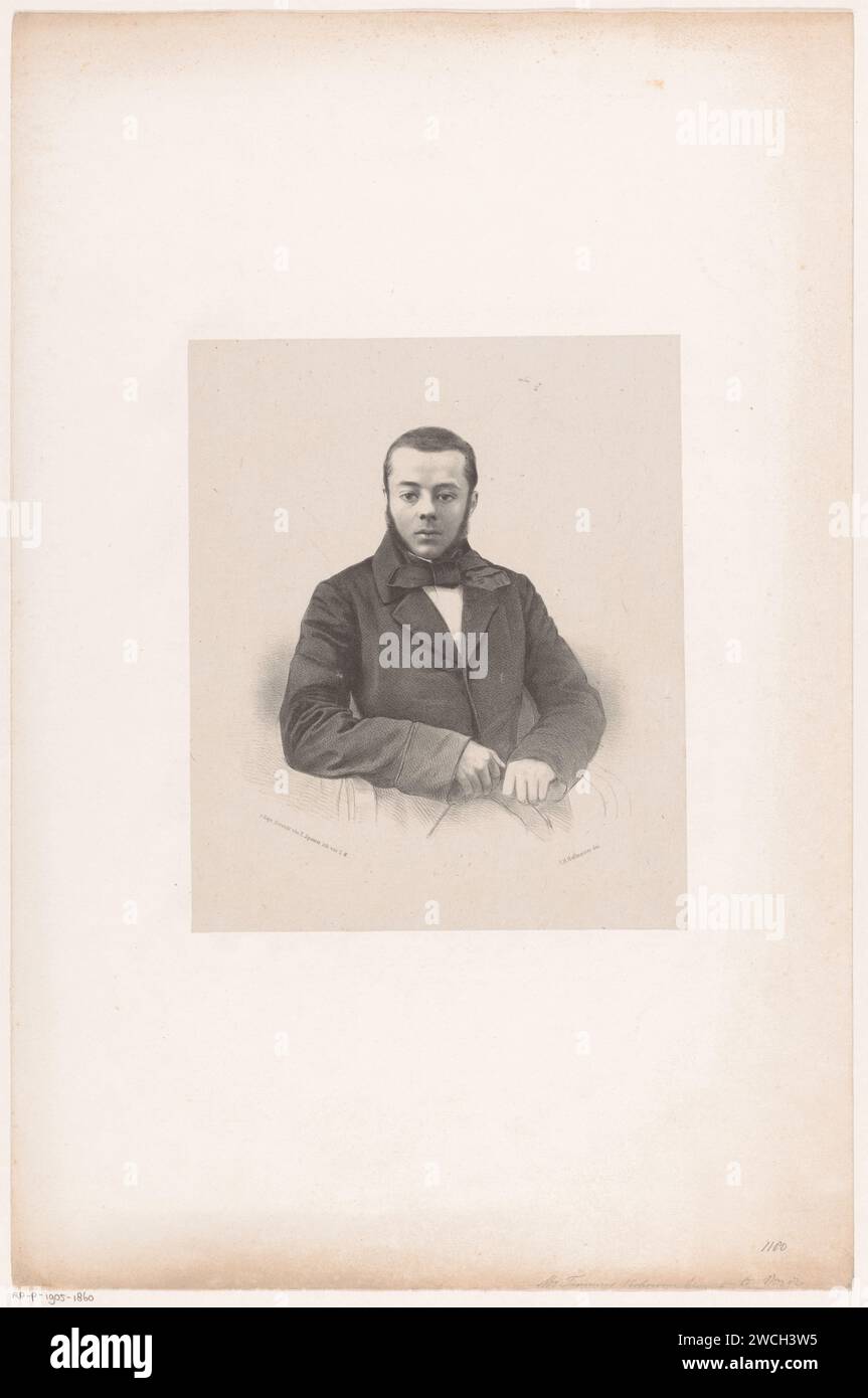 Portrait de Pieter François Timmers Verhoeven, Johan Hendrik Hoffmeister, 1851 - c. 1883 imprimeur : Netherlandsprinter : le papier de la Haye. personnages historiques (+ portrait buste (complet)) Banque D'Images