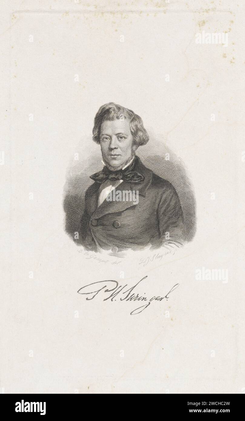 Portrait des Arts et Hoogleraar Pieter Hendrik Suringar, Dirk Jurriaan Sluyter, d'après Bernard te Gempt, 1840 - 1886 copies Amsterdam papier gravure / gravure sur acier Banque D'Images