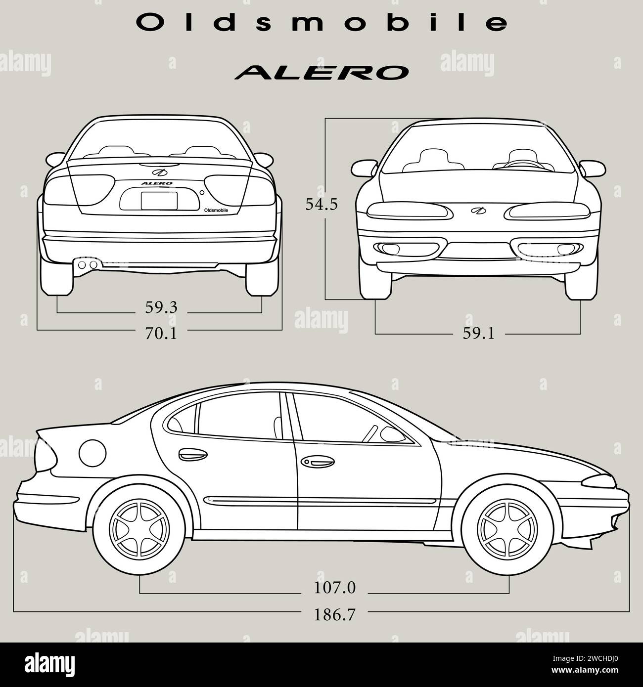 Modèle de voiture Alero 2001 d'Oldsmobile Illustration de Vecteur