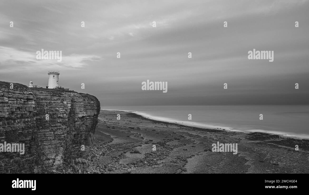 Phare de Nash point, sud du pays de Galles, Royaume-Uni. Banque D'Images