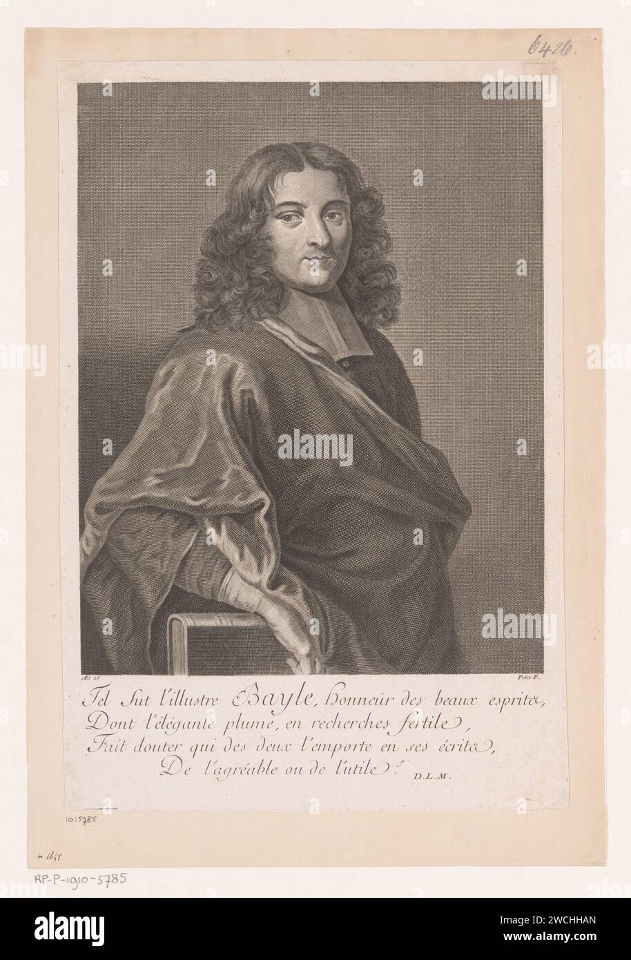 Portret van Pierre Bayle, Gille Edme petit, 1704 - 1760 imprimer papier gravure / gravure de personnages historiques. érudit, philosophe Banque D'Images