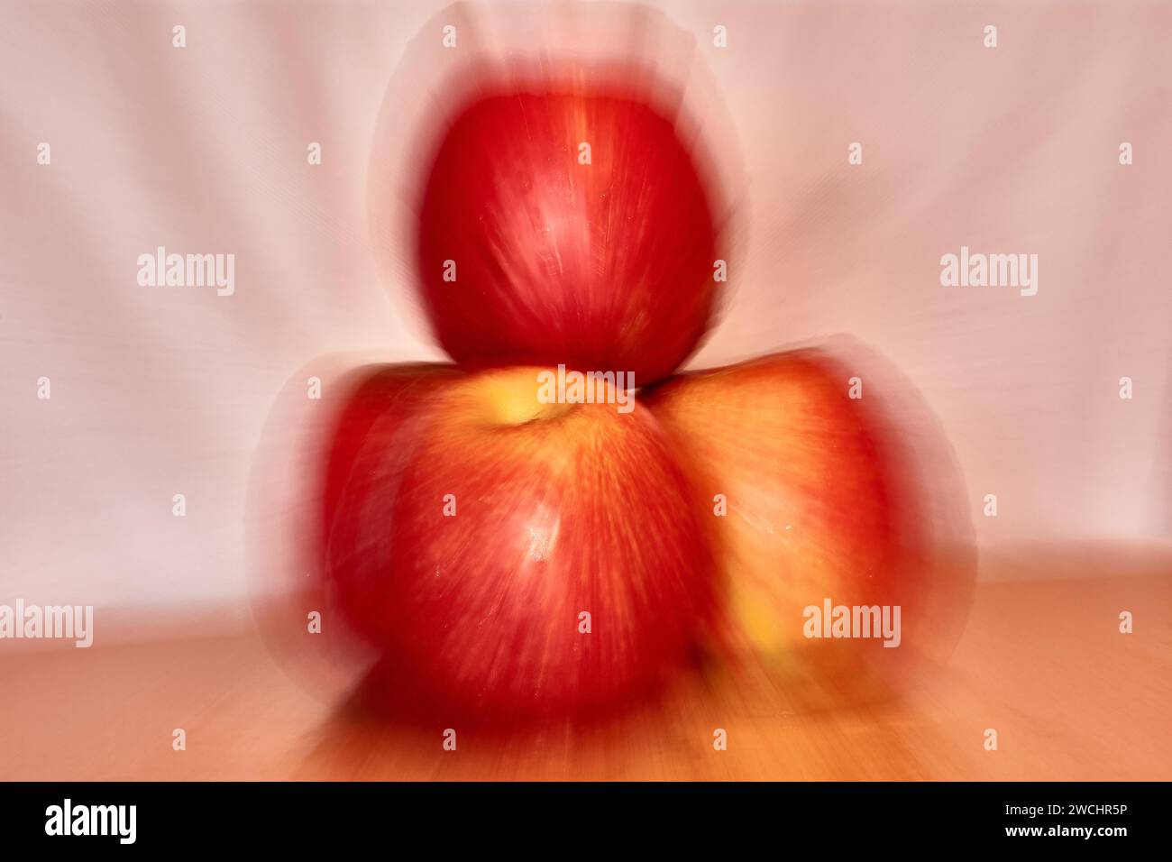 Photographie créative.l'effet de zoom . Groupe de pommes Banque D'Images