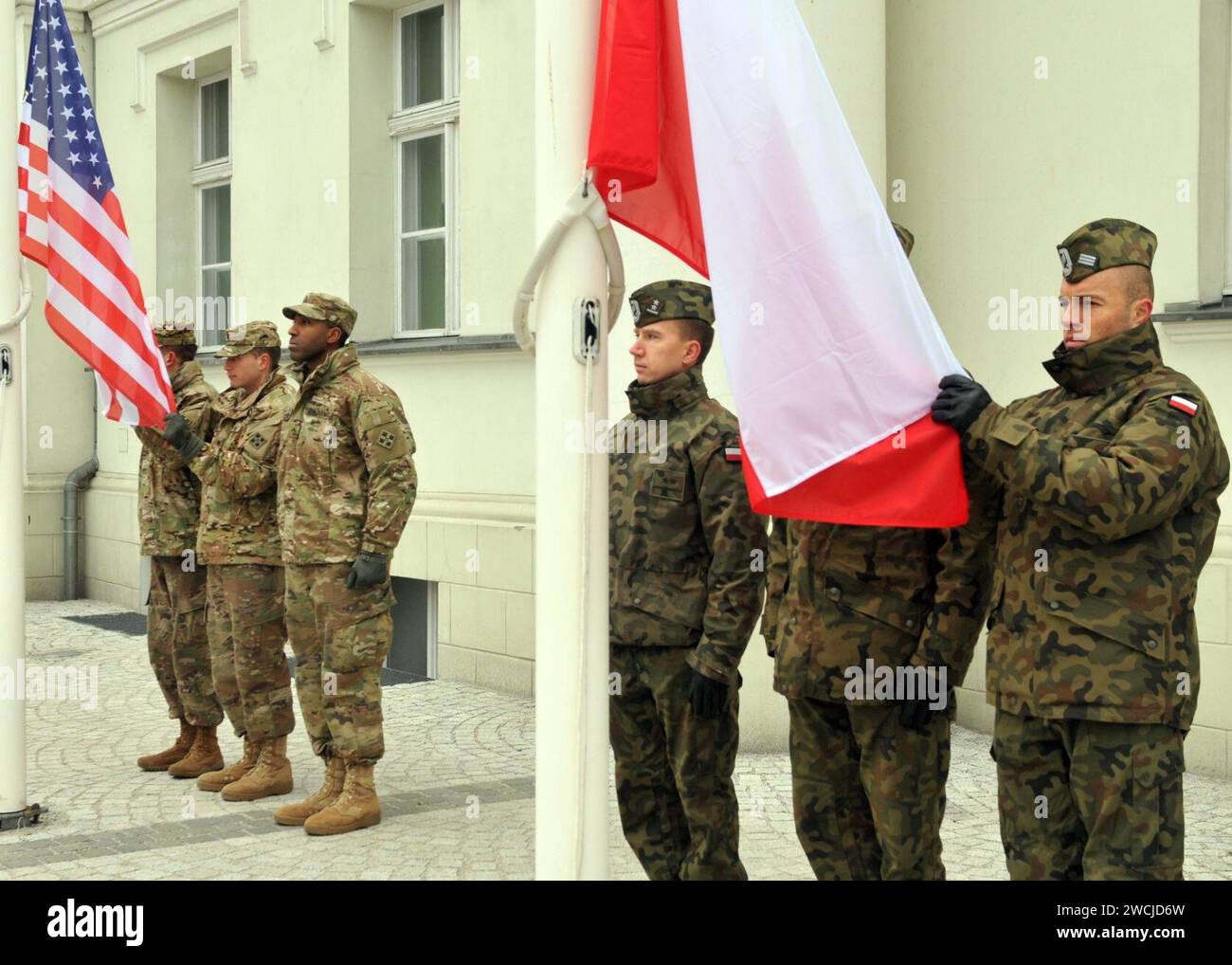 64e bataillon de soutien de la brigade en Pologne. Banque D'Images