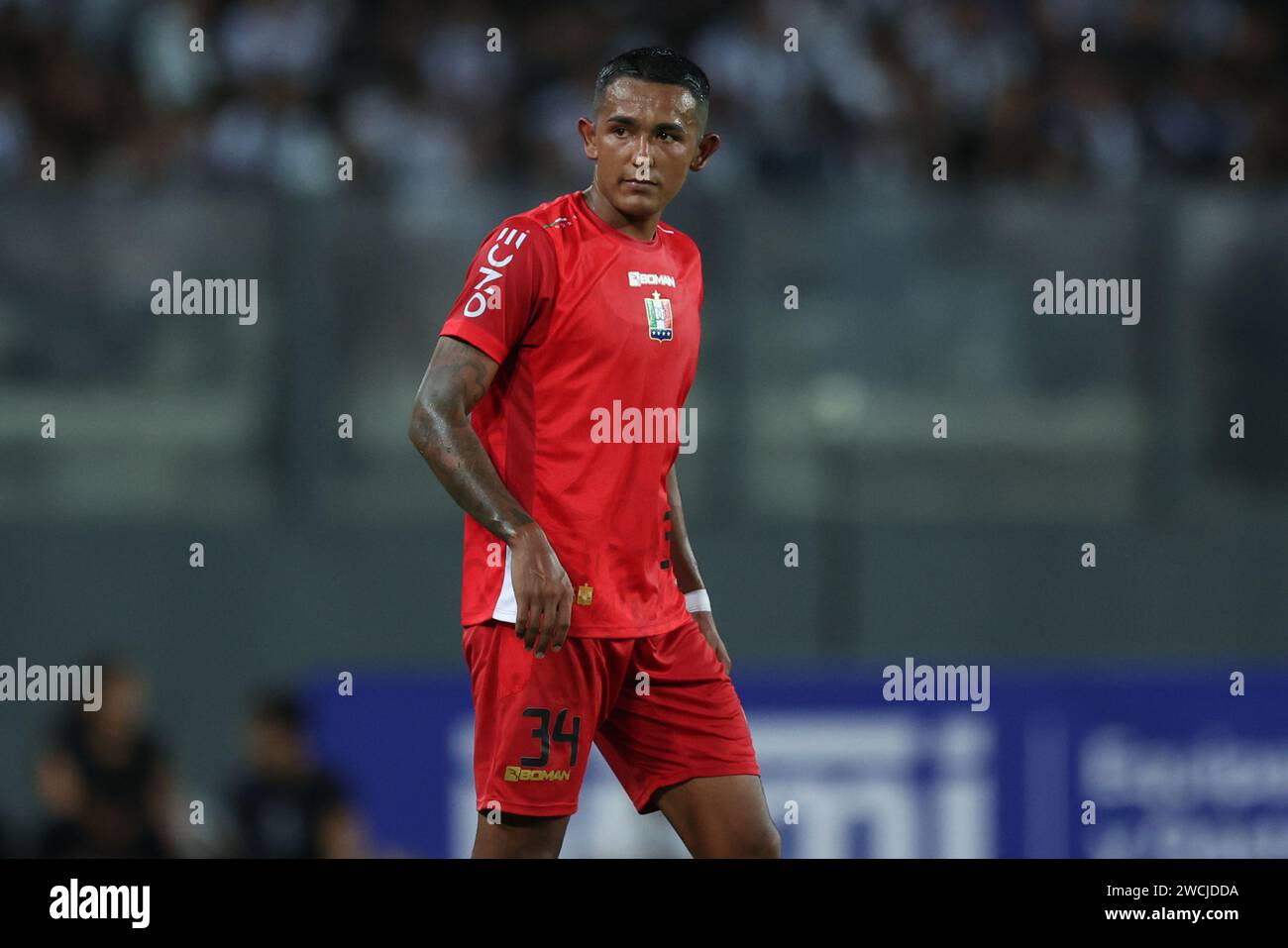 Lima, Pérou. 15 janvier 2024. Jorge Cardona d'Once Caldas lors du match amical entre Alianza de Lima et Once Caldas a joué au Nacional Stadium le 15 janvier 2024 à Lima, au Pérou. (Photo de Miguel Marrufo/PRESSINPHOTO) crédit : PRESSINPHOTO SPORTS AGENCY/Alamy Live News Banque D'Images