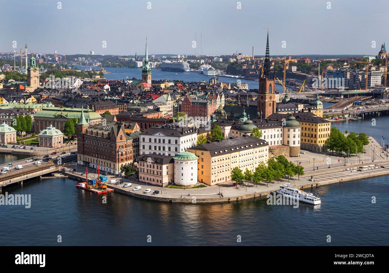 Stockholm, Gambla Stan panorama depuis la tour de l'Hôtel de ville Banque D'Images