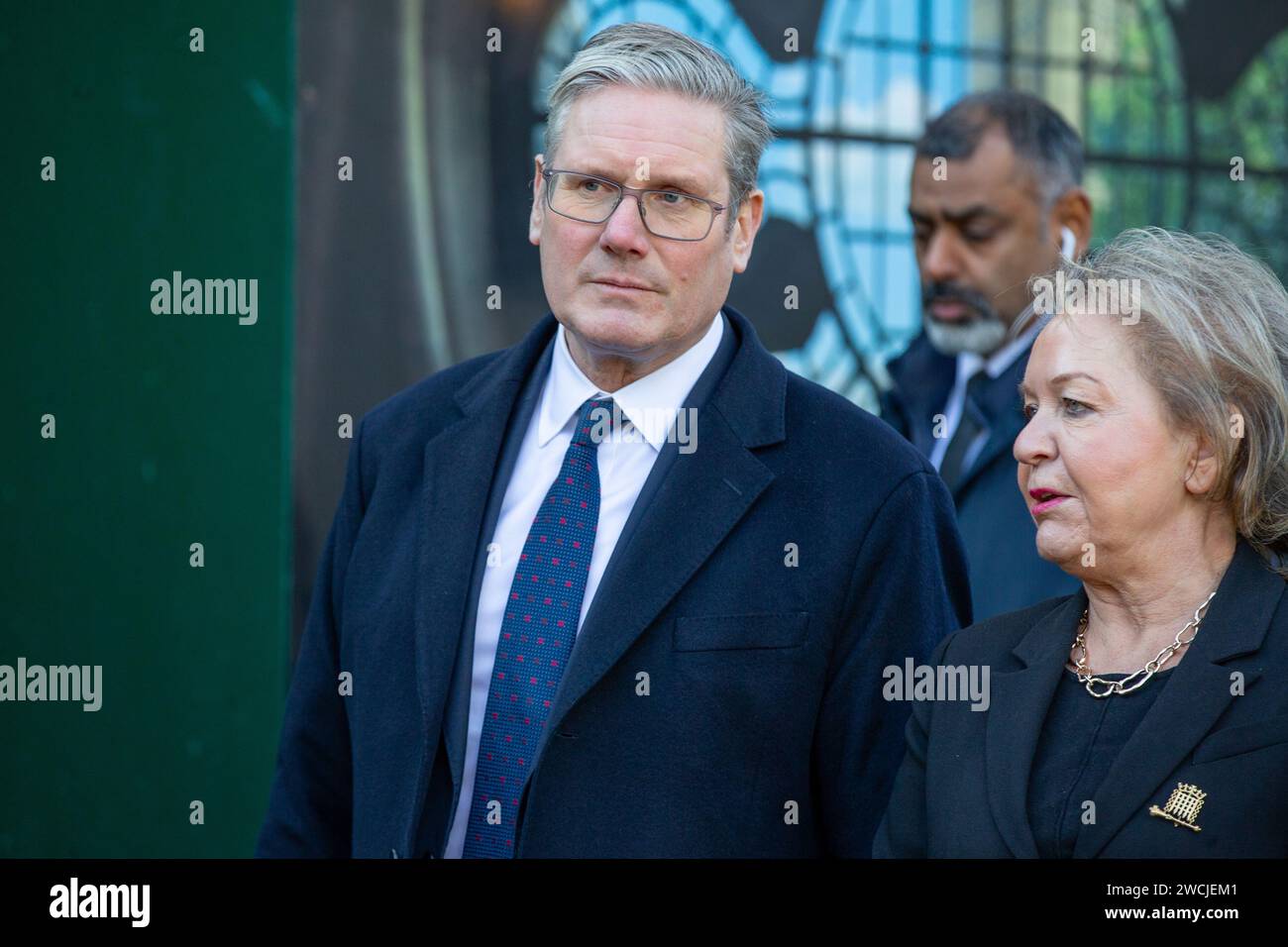 Londres, Royaume-Uni. 16th Jan 2024 Sir Keir Starmer, chef du Parti travailliste, assiste au service commémoratif de l'ancienne présidente des communes Betty Boothroyd, décédée l'année dernière. Le service a eu lieu à l'église St Margaret's à Westminster crédit Richard Lincoln / Alamy Live News Banque D'Images