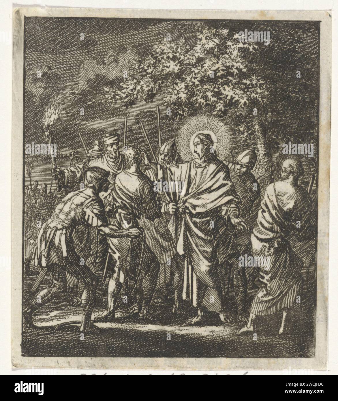 Christ emprisonné dans le Hof van Gethsémani, Jan Luyken, 1706 imprimer Amsterdam papier gravure / impression typographique l'arrestation du Christ  jardin de Gethsémani Banque D'Images