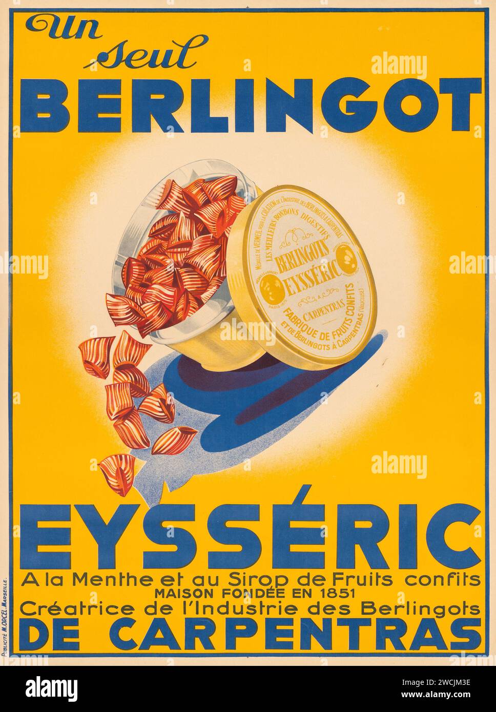 Eysséric Berlingot (c. 1930s) affiche publicitaire française. Publicité de bonbons Banque D'Images