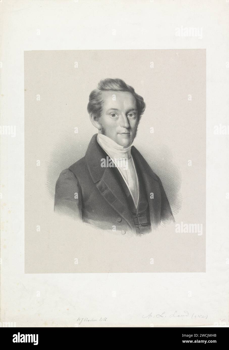 Portret van Axel Lourents Terre, anonyme, 1822 - 1845 imprimer Dordrecht papier. personnages historiques Banque D'Images