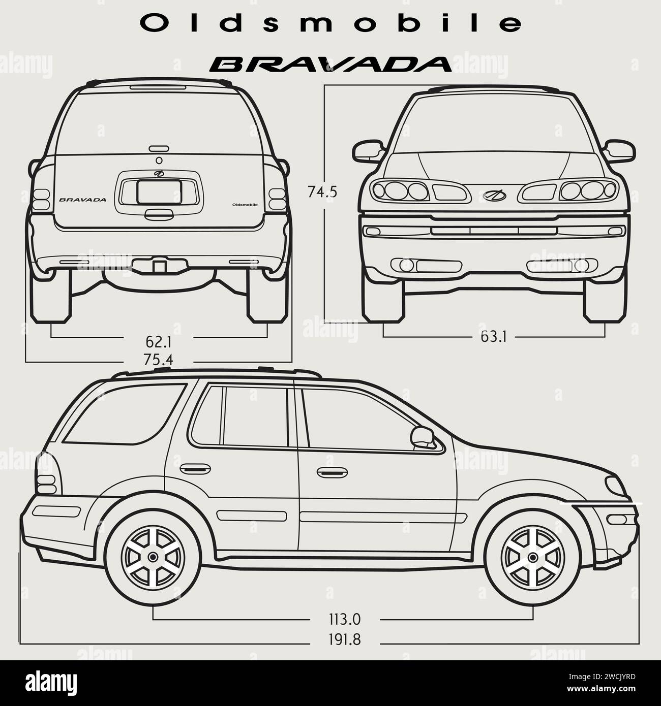 Modèle de voiture Bravada 2002 d'Oldsmobile Illustration de Vecteur