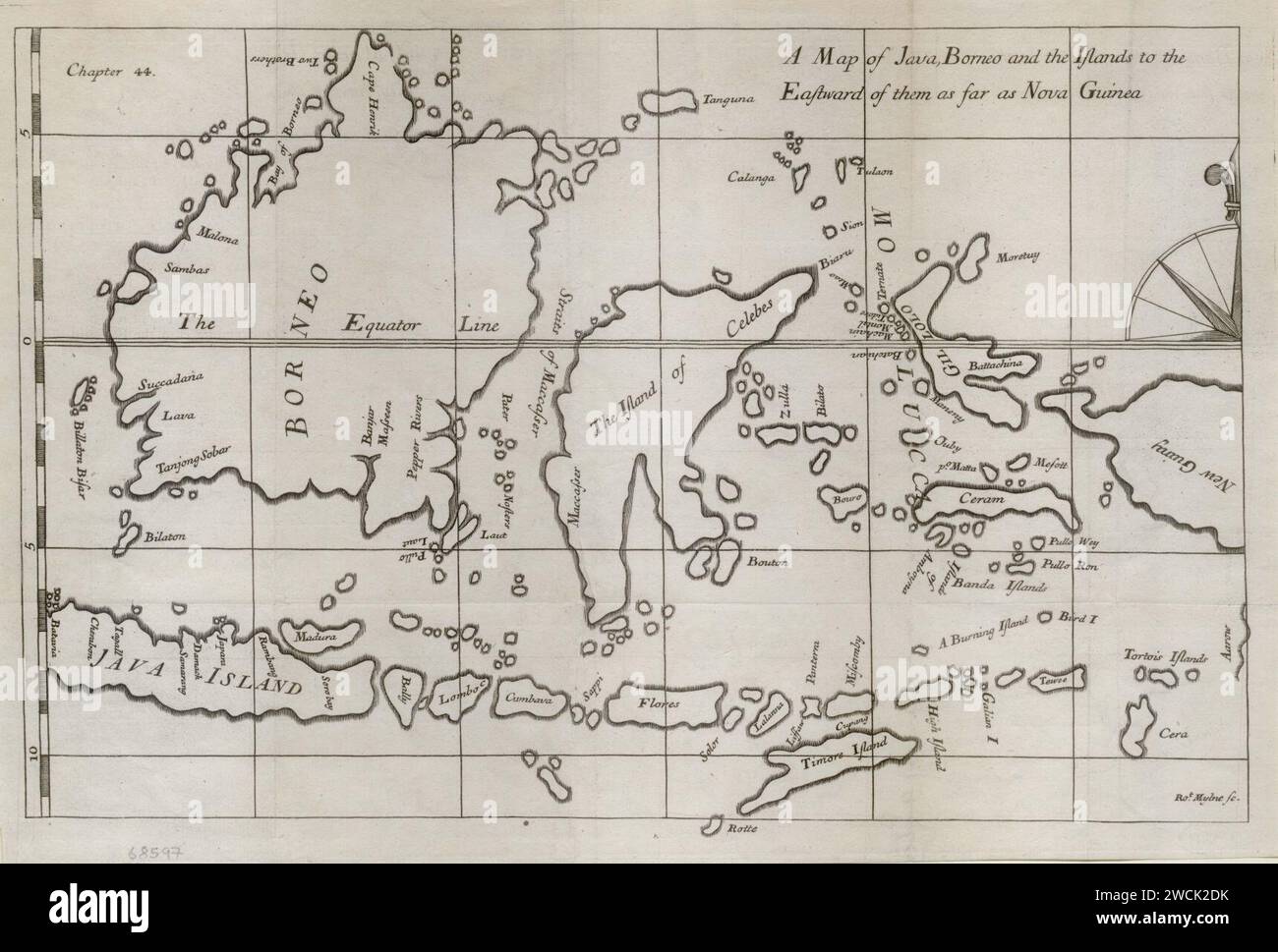 Une carte de Java, Bornéo et les îles à l'est d'eux jusqu'en Nouvelle-Guinée. Banque D'Images