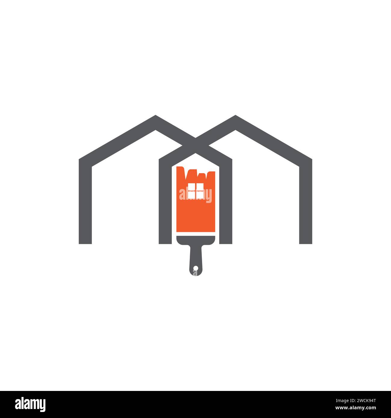 Design de logo de pinceau à la maison. Icône rénovation réparation Construction. Les icônes de logo de peinture à la maison et de rénovation peignent le modèle vectoriel de logo de maison Illustration de Vecteur