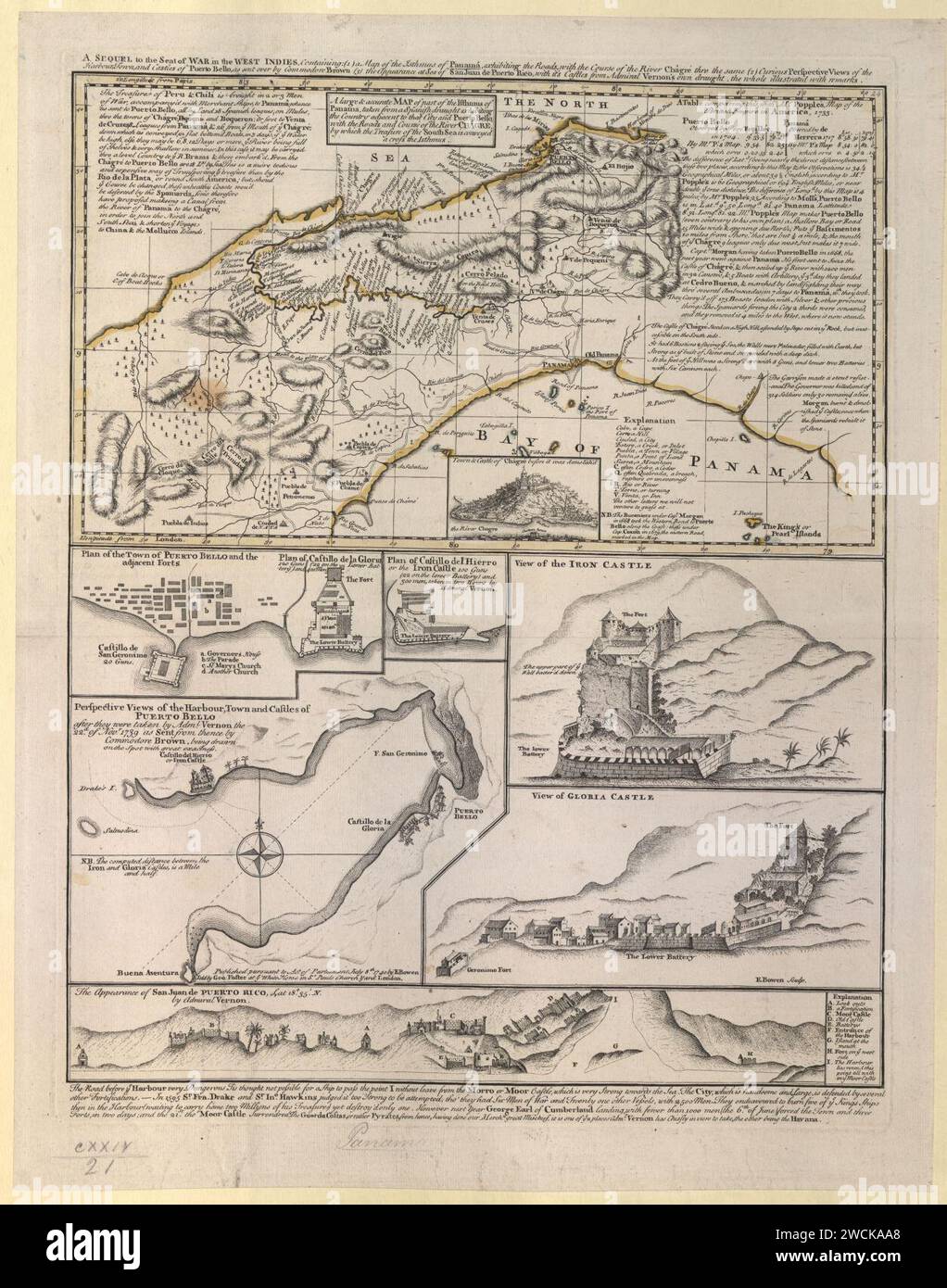 Une SUITE du siège de LA GUERRE dans les ANTILLES, contenant - Emanuel Bowen, 1740 - BL Maps K.Top.124,21 Banque D'Images