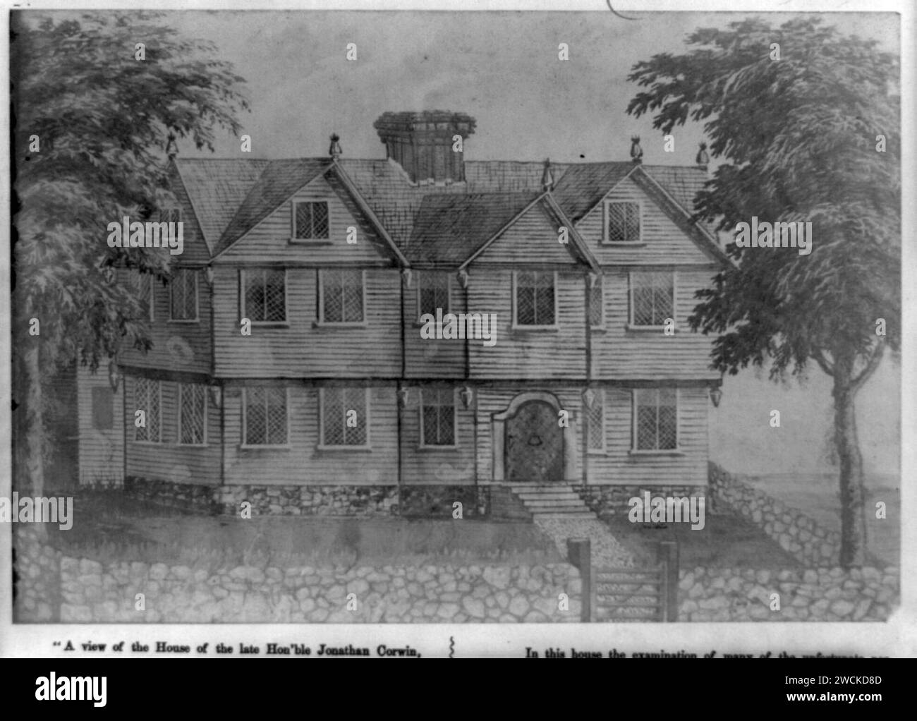 Vue de la chambre de la fin de l'honorable Jonathan Corwin (juge de la Cour suprême du Massachussets (sic) et membre du conseil nommé dans la nouvelle charte, Mai, 1692). Érigée en 1642, Banque D'Images