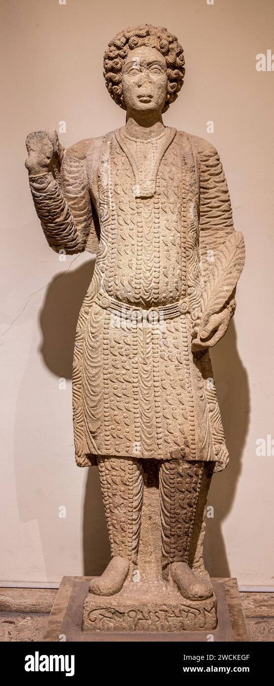 Statue Parthe/Hatran d'un prince de Hatra, en Irak, aujourd'hui au musée de l'Irak, Bagdad. Banque D'Images