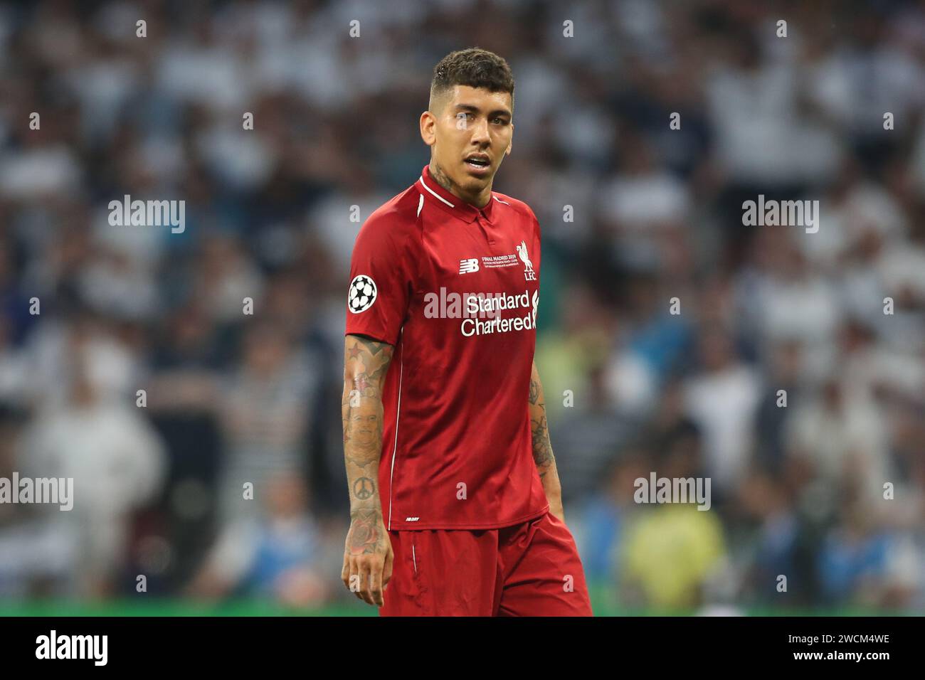 Madrid, Espagne. 01 juin 2019. Roberto Firmino de Liverpool vu lors de la finale de l'UEFA Champions League entre Tottenham et Liverpool à Wanda Metropolitano. Score final ; Tottenham 0:2 Liverpool. (Photo Grzegorz Wajda/SOPA Images/Sipa USA) crédit : SIPA USA/Alamy Live News Banque D'Images