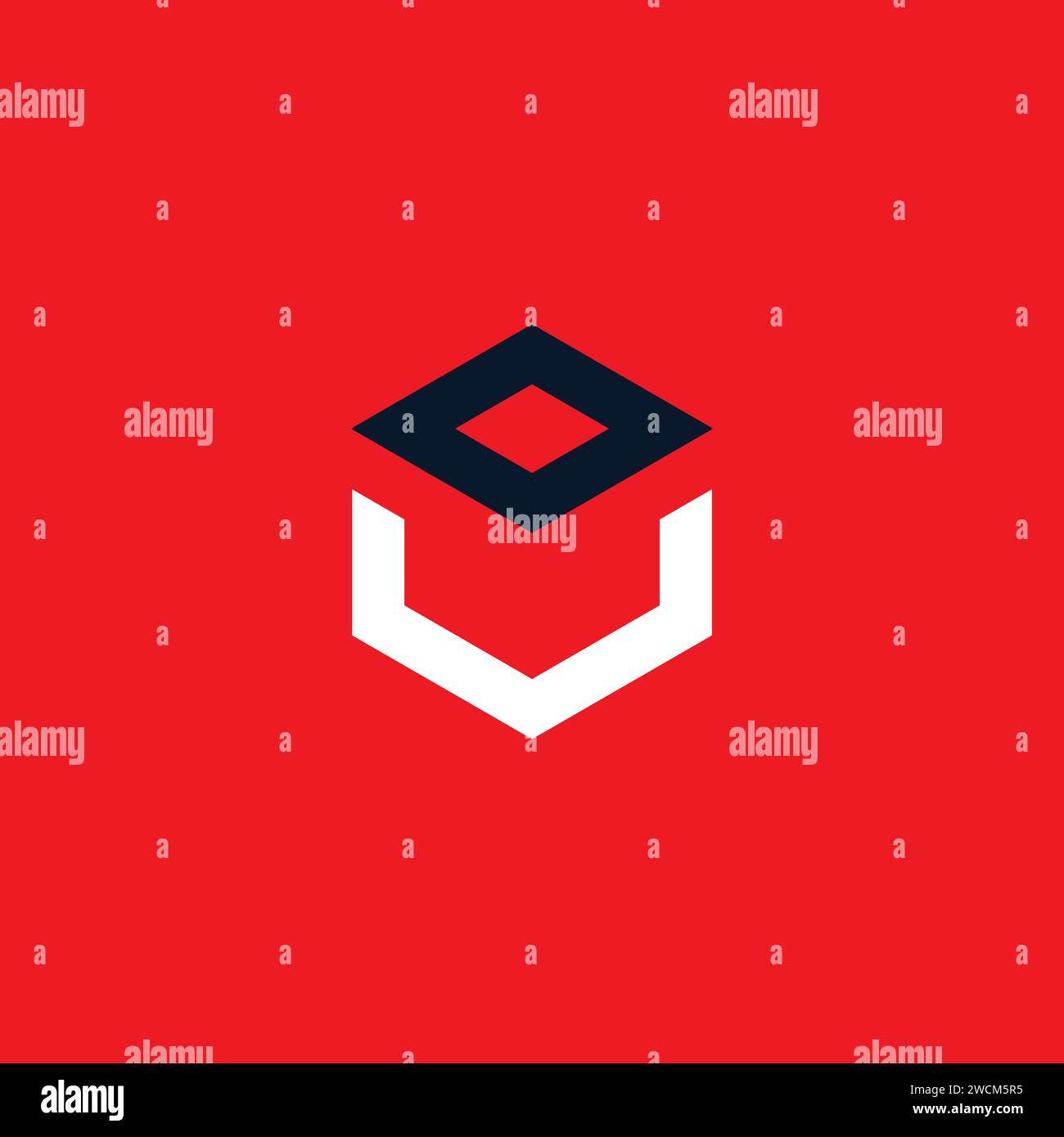 OU logo Design simple et fort. Logo carré. Logo hexagonal Illustration de Vecteur