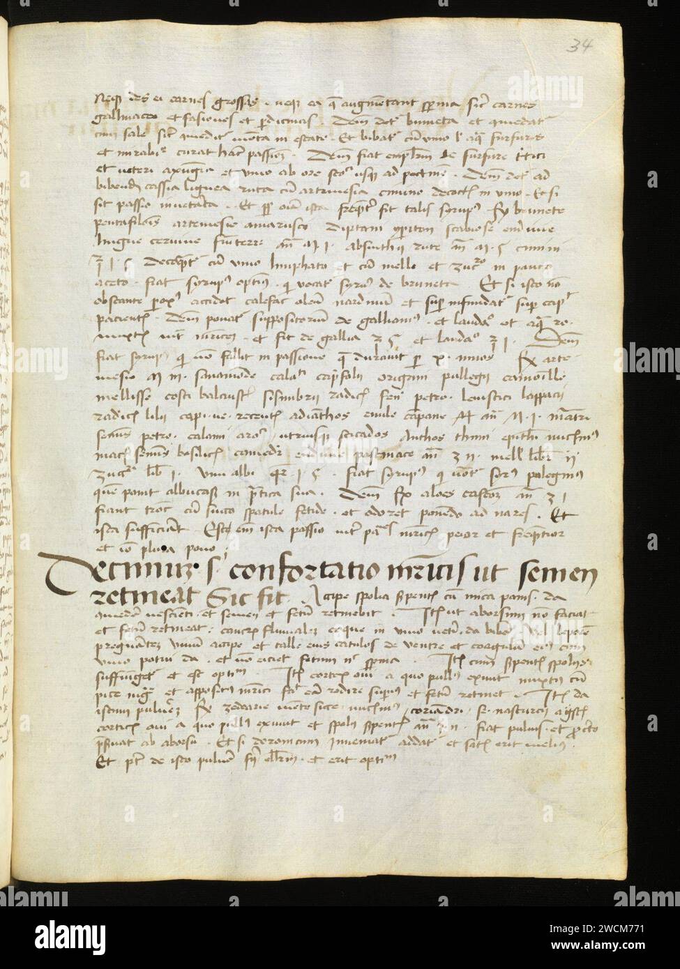Aarau, Aargauer Kantonsbibliothek, MsMurF 85, F. 2 0034r – Antonius Guainerius, Tractatus medicinales. Banque D'Images