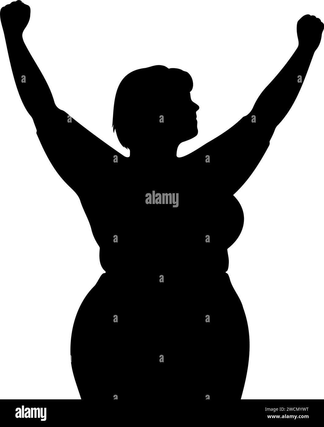 Silhouette d'une femme courbée levant les bras. Geste de victoire. Illustration vectorielle Illustration de Vecteur