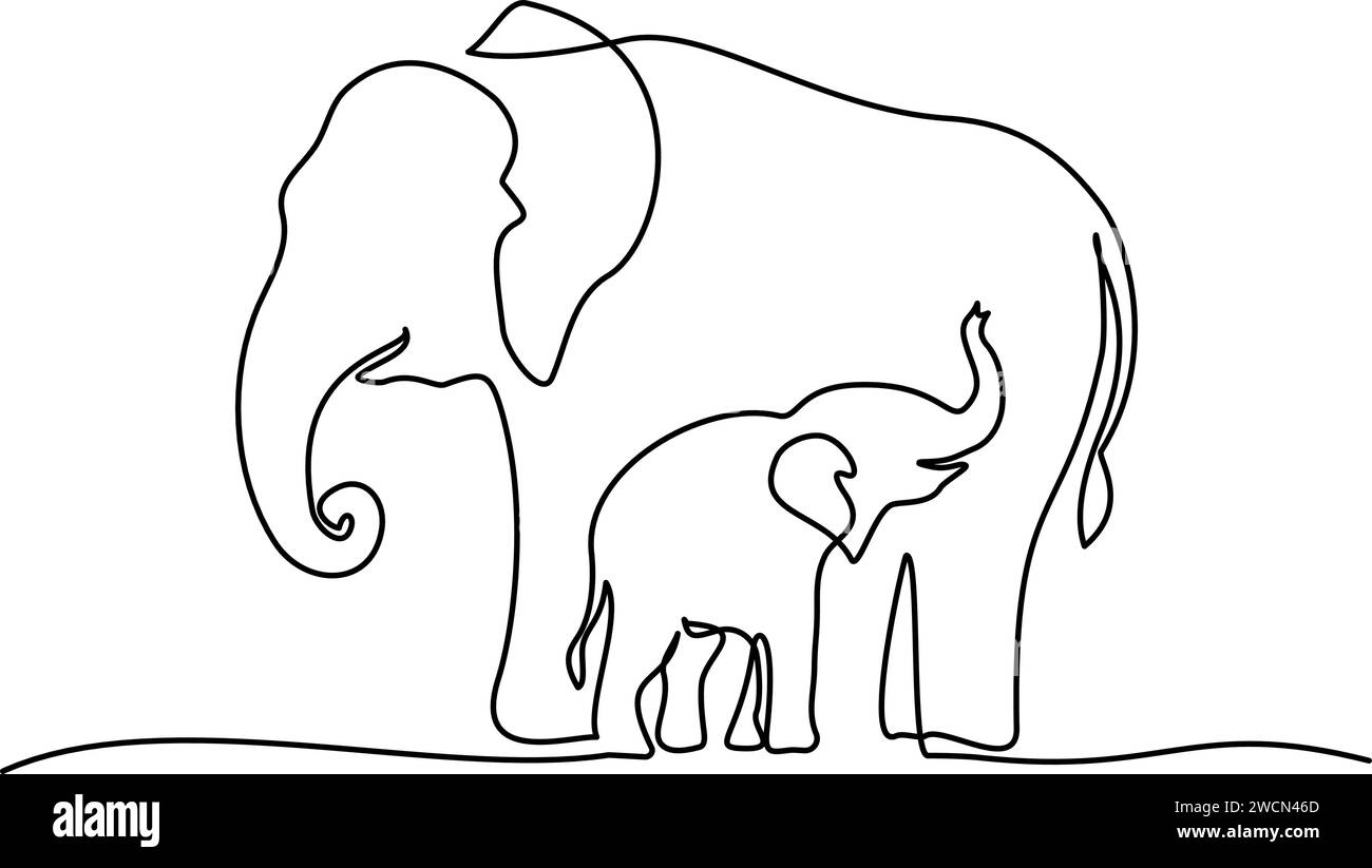 Mère éléphant avec bébé ourson. Amour familial. Concept de fête des mères. Illustration de Vecteur