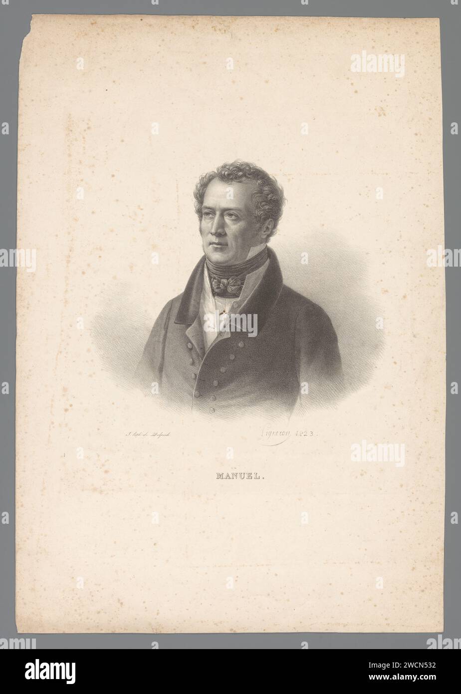 Portret van Jacques-Antoine Manuel, Pierre Roch Vigneron, 1823 estampe Paris personnages historiques Banque D'Images