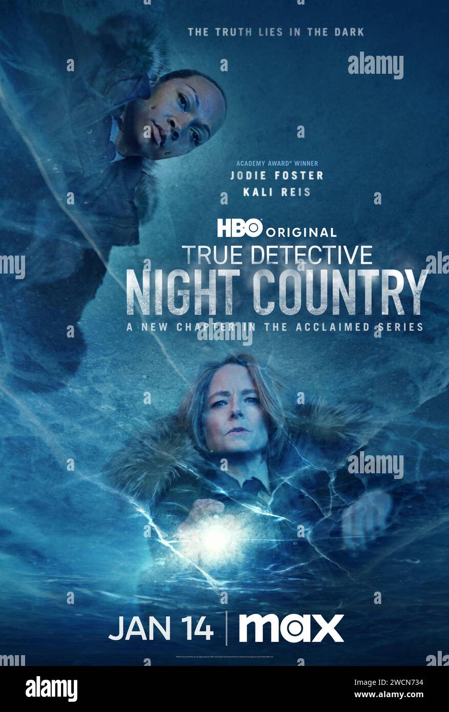 Véritable affiche de country de la nuit détective Jodie Foster & Kali Reis Banque D'Images