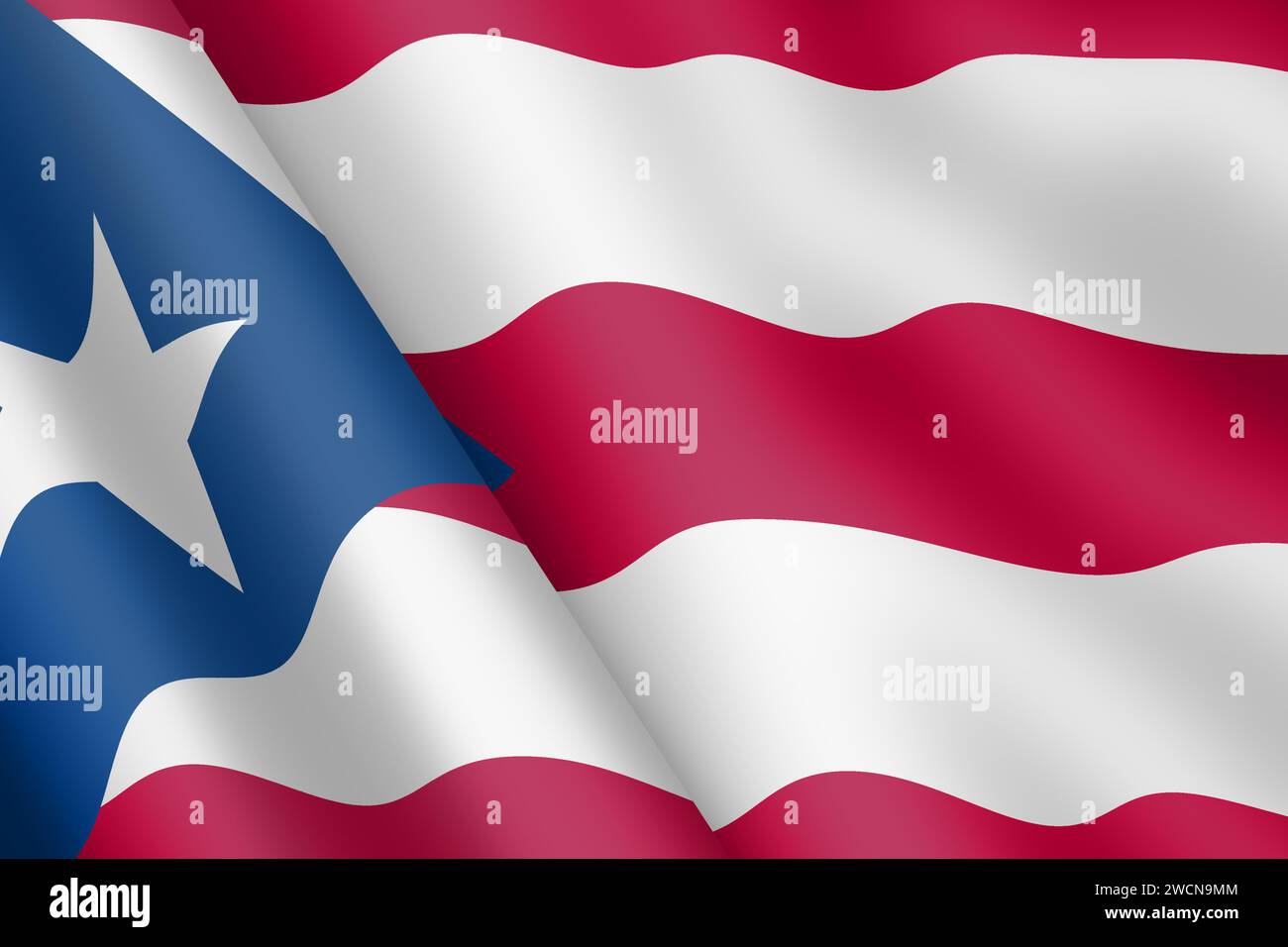 Porto Rico agitant drapeau 3d illustration ondulation du vent Banque D'Images