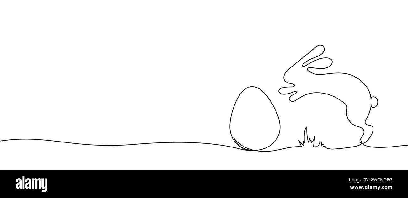Lapin de Pâques avec oeuf une illustration vectorielle de ligne continue Illustration de Vecteur
