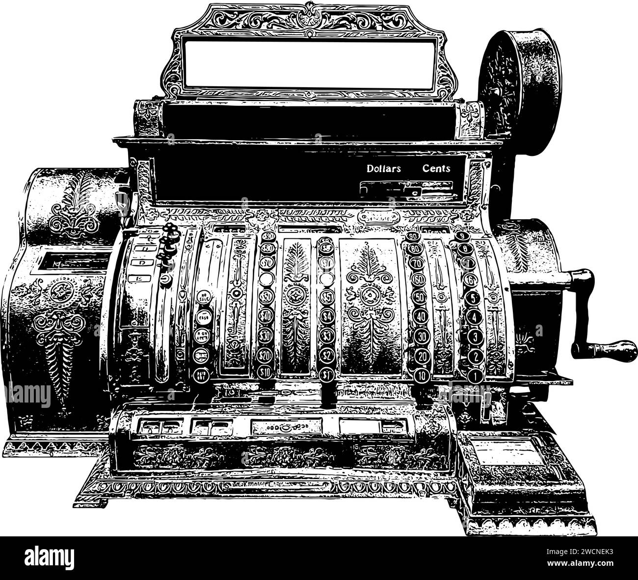 croquis de caisse vintage en noir isolé Illustration de Vecteur