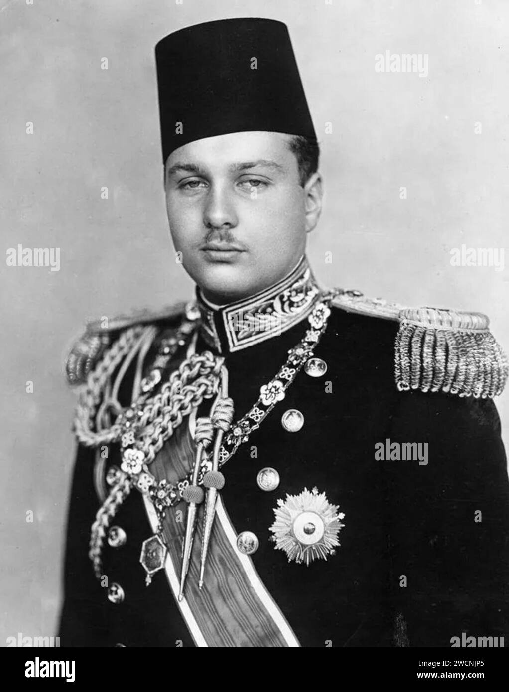 Farouk Ier (1920 – 1965) dixième souverain d'Égypte, roi d'Égypte et du Soudan Banque D'Images