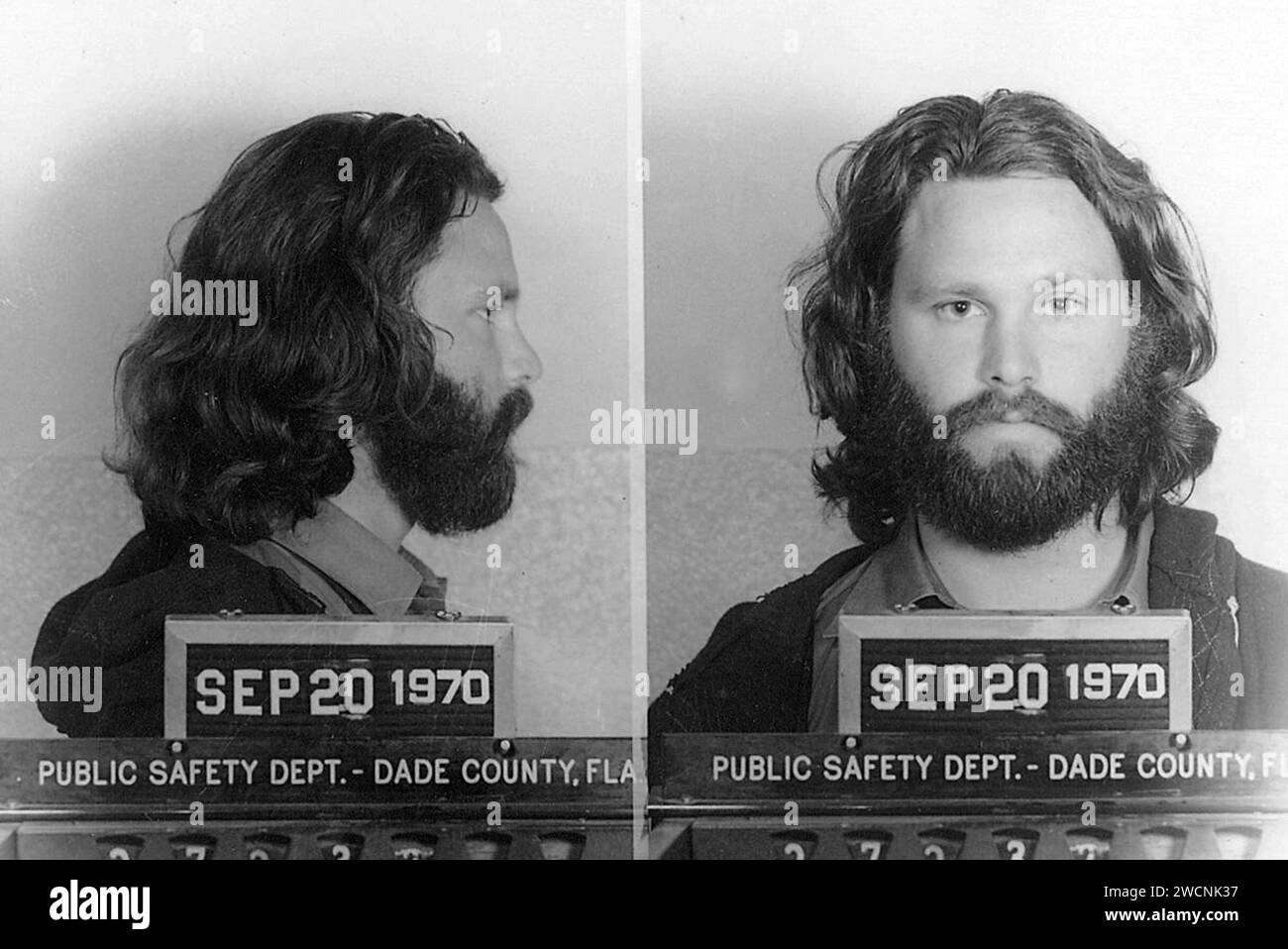 Jim Morrison Mugshot 1970. Banque D'Images
