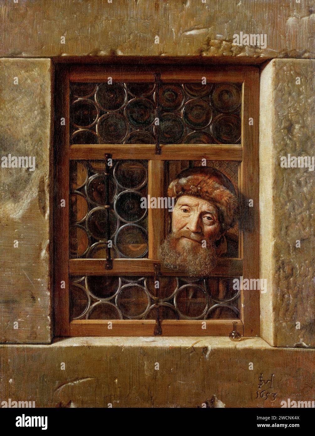 Homme à la fenêtre, 1653, peinture de Samuel van Hoogstraten Banque D'Images