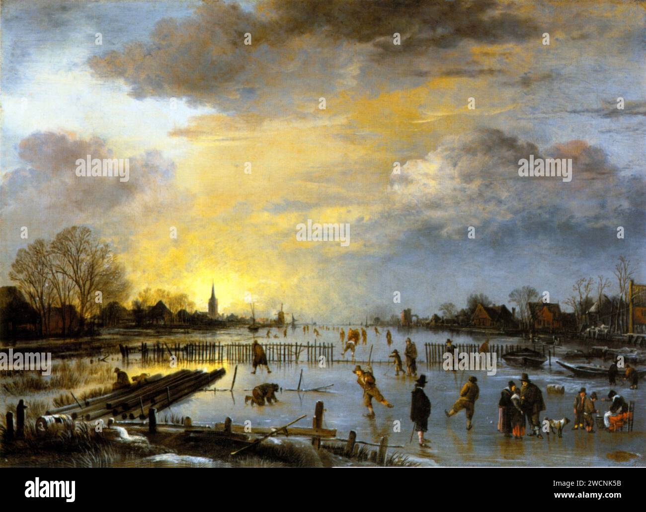 Paysage d'hiver, peinture par Aert van der Neer Banque D'Images