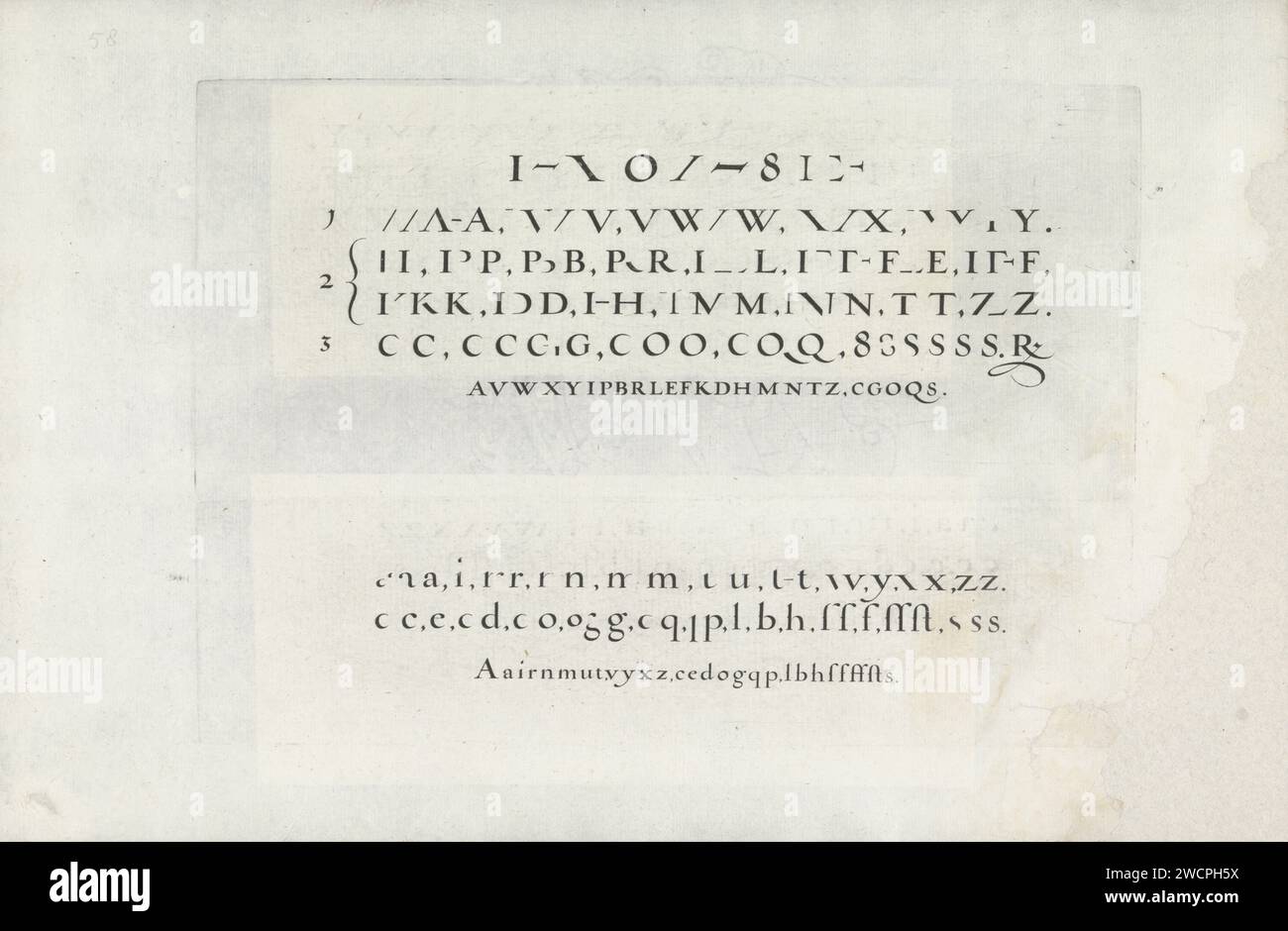 Deux exemples d'écriture : le carré romain et la lettre ronde, 1605 ...