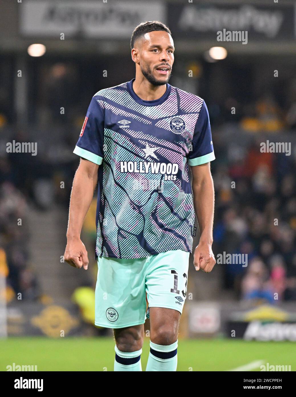 Wolverhampton, Royaume-Uni. 16 janvier 2024. Mathias Zanka Jørgensen de Brentford, lors du match Replay du troisième tour de la FA Cup de l'Emirates Wolverhampton Wanderers vs Brentford à Molineux, Wolverhampton, Royaume-Uni, le 16 janvier 2024 (photo de Cody Froggatt/News Images) crédit : News Images LTD/Alamy Live News Banque D'Images