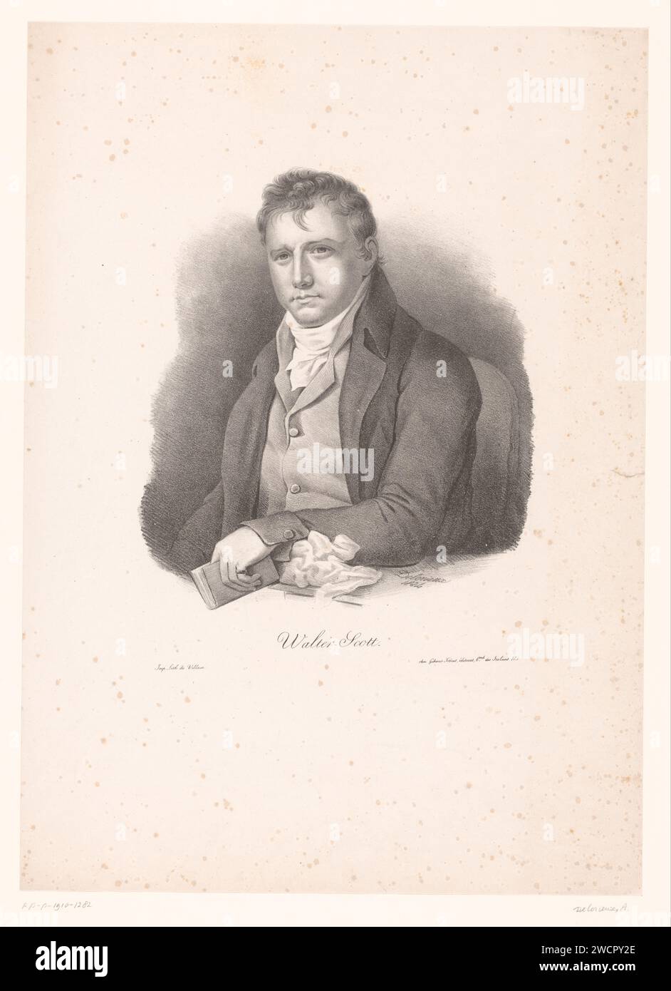 Portrait de Walter Scott, Alfred Delorieux, 1824 estampe Paris personnages historiques Banque D'Images